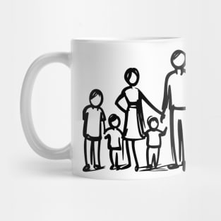 Stick figure family in black ink Mug